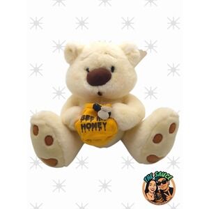 Vintage Russ Berrie Honey Bear Plush Cream Bee My Honey Pot 653 Teddy Bear